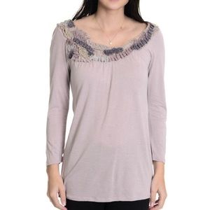 Anthropologie 1.9 Ruffle Trim Top Lavender S